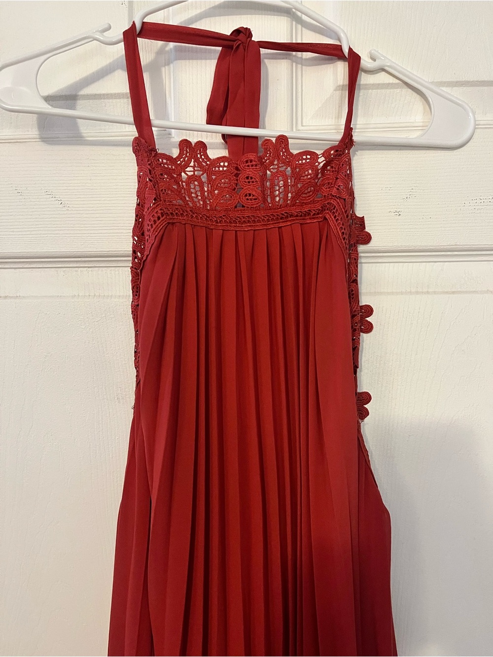 Lulu's Pleated Halter Maxi Dress in Terracotta - Picture 6 of 13